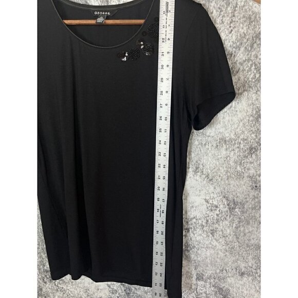 George Black Circles Beaded Short Sleeve Top Knit Stretch women's Medium 8-10 - Picture 6 of 12